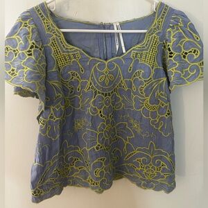 Anthropologie Lainie Lace Cutwork Blouse